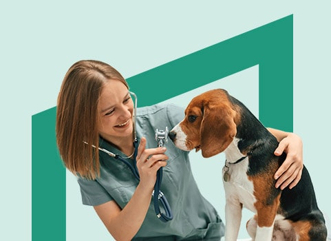 woman vet with dog.