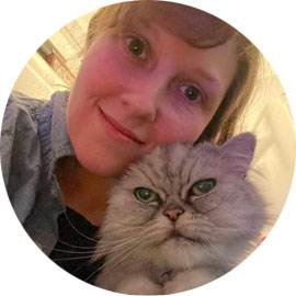 Kristina, Penn Foster Vet Tech, selfie with pet cat.